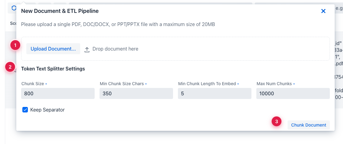 New document dialog showing the splitter settings